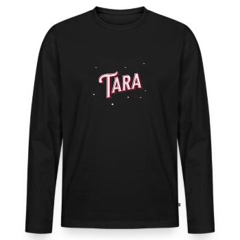 Nom Tara personnalisé - T-shirt manches longues Premium bio Homme - noir - Devant - Nico (187cm)