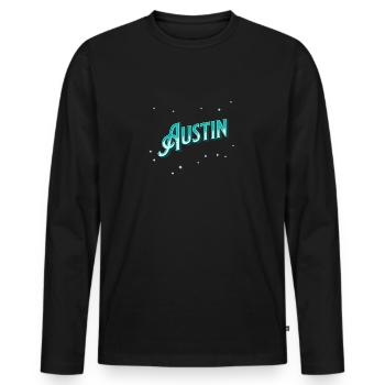 Nom Austin personnalisé - T-shirt manches longues Premium bio Homme - noir - Devant - Nico (187cm)