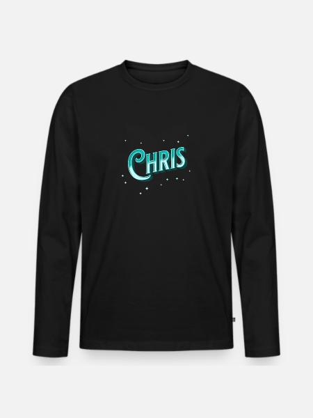 Chris' name personalized - Men's Premium Organic Long Sleeve Shirt - black