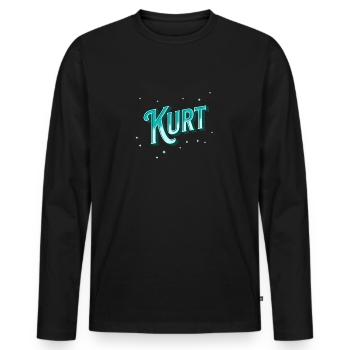 Kurt Namen personalisiert - Männer Premium Bio Langarmshirt - Schwarz - Vorne - Nico (187cm)