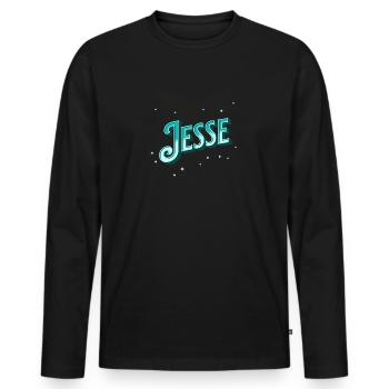 Jesse Namen personalisiert - Männer Premium Bio Langarmshirt - Schwarz - Vorne - Nico (187cm)
