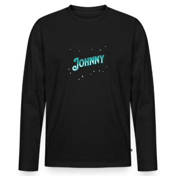 Johnny's name personalized - Men's Premium Organic Long Sleeve Shirt - black - Front - Nico (187cm)