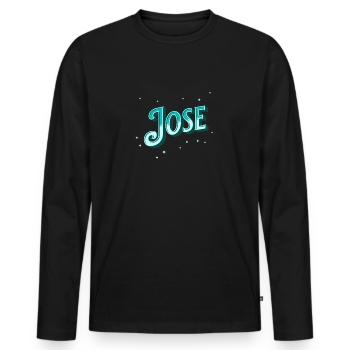 Le nom de Jose personnalisé - T-shirt manches longues Premium bio Homme - noir - Devant - Nico (187cm)
