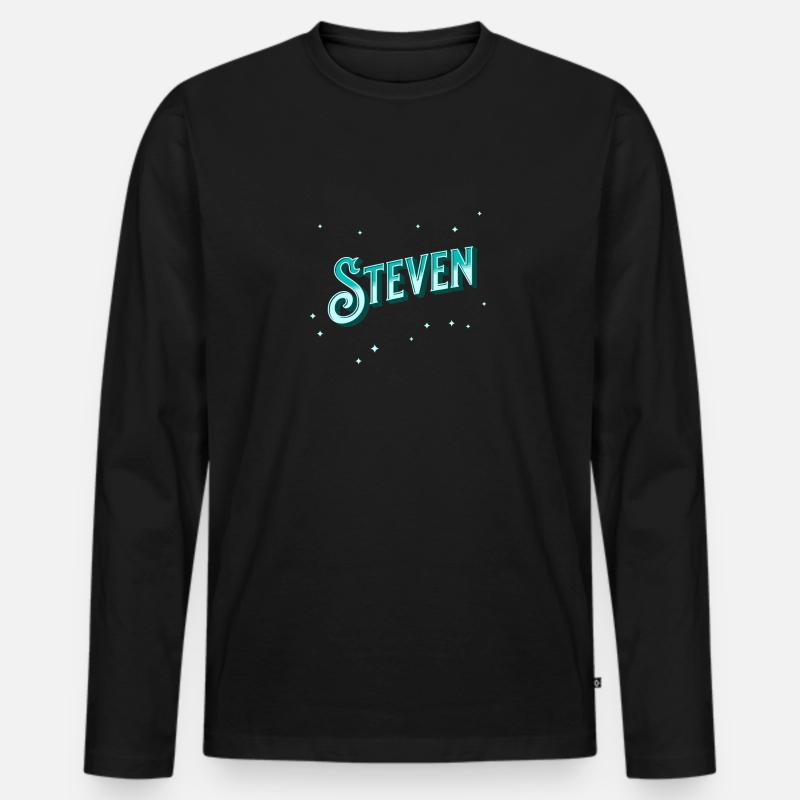 Steven Namen personalisiert - Männer Premium Bio Langarmshirt - Schwarz