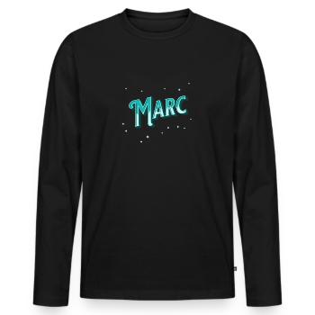 Nom Marc personnalisé - T-shirt manches longues Premium bio Homme - noir - Devant - Nico (187cm)