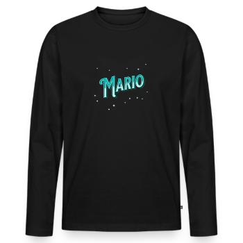 Mario's name personalized - Men's Premium Organic Long Sleeve Shirt - black - Front - Nico (187cm)
