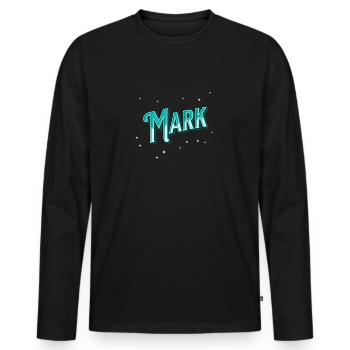 Mark Namen personalisiert - Männer Premium Bio Langarmshirt - Schwarz - Vorne - Nico (187cm)