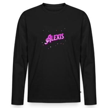 Le prénom d’Alexi personnalisé - T-shirt manches longues Premium bio Homme - noir - Devant - Nico (187cm)