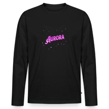 Aurora Namen personalisiert - Männer Premium Bio Langarmshirt - Schwarz - Vorne - Nico (187cm)