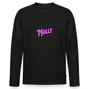 Nom Molly personnalisé - T-shirt manches longues Premium bio Homme - noir - Devant - Nico (187cm)