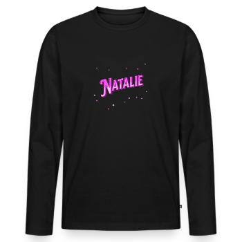 Le prénom de Natalie personnalisé - T-shirt manches longues Premium bio Homme - noir - Devant - Nico (187cm)