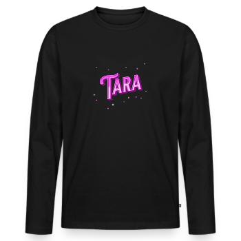 Nom Tara personnalisé - T-shirt manches longues Premium bio Homme - noir - Devant - Nico (187cm)