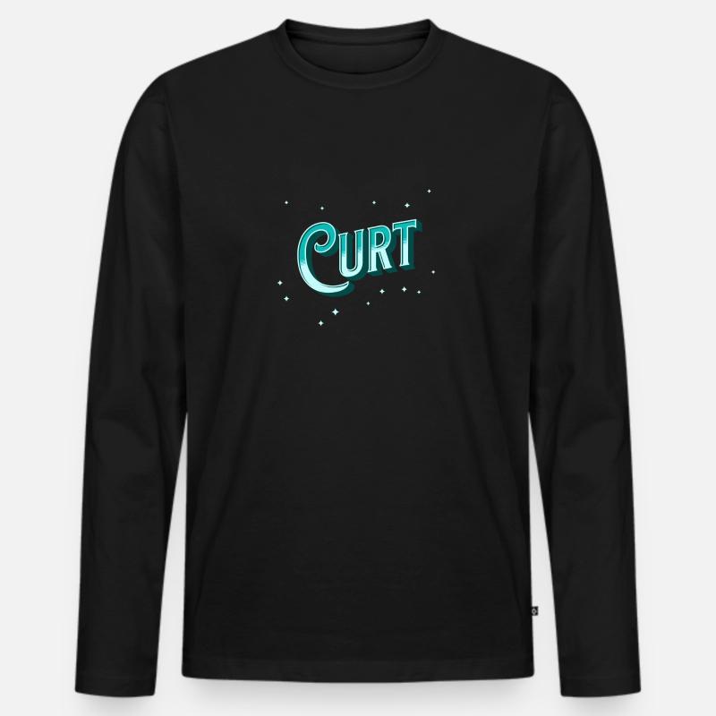 Curt Namen personalisiert - Männer Premium Bio Langarmshirt - Schwarz