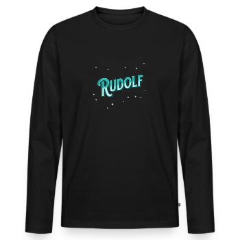 Rudolf Namen personalisiert - Männer Premium Bio Langarmshirt - Schwarz - Vorne - Nico (187cm)