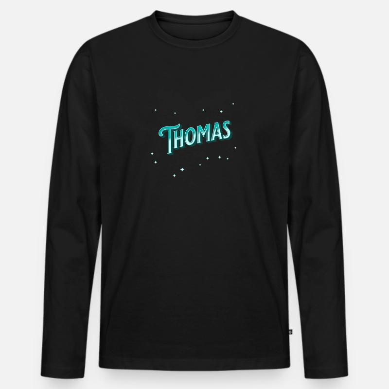 Thomas Namen personalisiert - Männer Premium Bio Langarmshirt - Schwarz