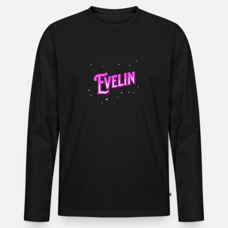 Evelin Namen personalisiert - Männer Premium Bio Langarmshirt - Schwarz