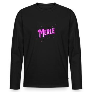 Nom Merle personnalisé - T-shirt manches longues Premium bio Homme - noir - Devant - Nico (187cm)