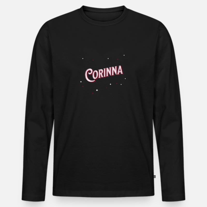 Corinna Namen personalisiert - Männer Premium Bio Langarmshirt - Schwarz