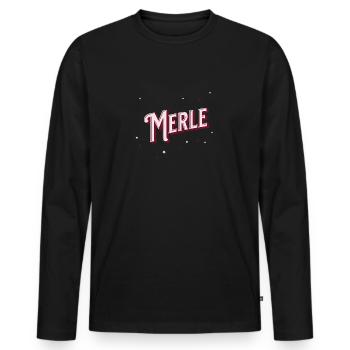 Nom Merle personnalisé - T-shirt manches longues Premium bio Homme - noir - Devant - Nico (187cm)