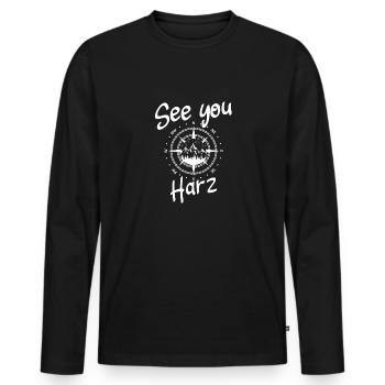 Harz Skiing Ore Mountains Snowboarding - Men's Premium Organic Long Sleeve Shirt - black - Front - Nico (187cm)