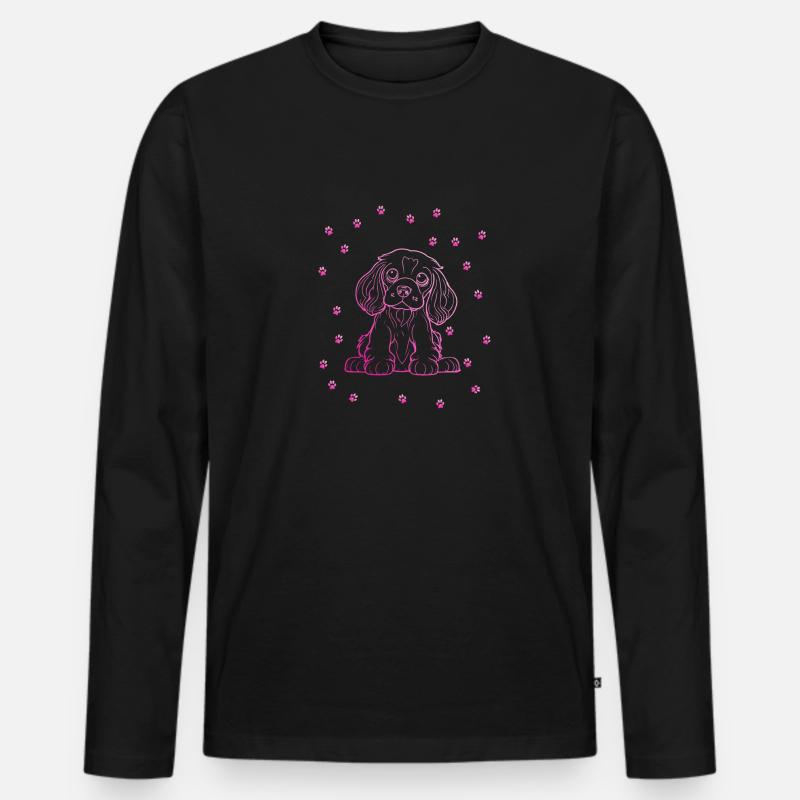 Cocker Spaniel mit kleinen Pfoten - Männer Premium Bio Langarmshirt - Schwarz