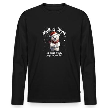 Christmas Market Funny Mulled Wine Drink Sayings - Men's Premium Organic Long Sleeve Shirt - black - Front - Nico (187cm)