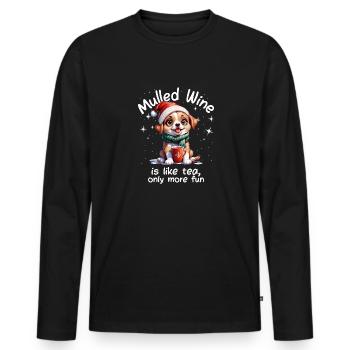 Christmas Market Funny Mulled Wine Drink Sayings - Men's Premium Organic Long Sleeve Shirt - black - Front - Nico (187cm)