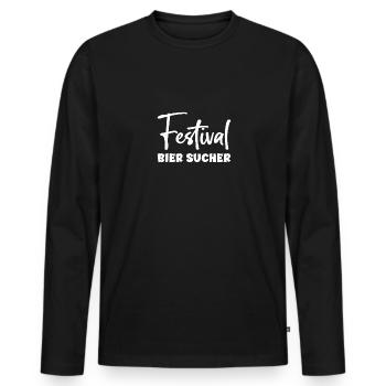 Party Outfit with Event Toast for Festivals - Men's Premium Organic Long Sleeve Shirt - black - Front - Nico (187cm)