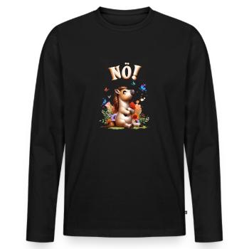 Drôle de cheval qui dit non ! pour les amoureux des chevaux - T-shirt manches longues Premium bio Homme - noir - Devant - Nico (187cm)