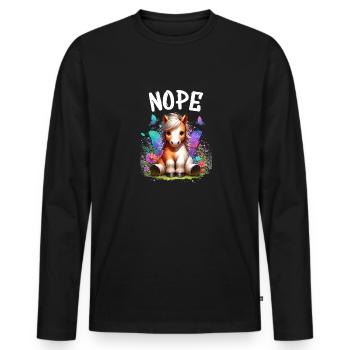 Cheval Drôle Dicton Non pour les amoureux des chevaux - T-shirt manches longues Premium bio Homme - noir - Devant - Nico (187cm)