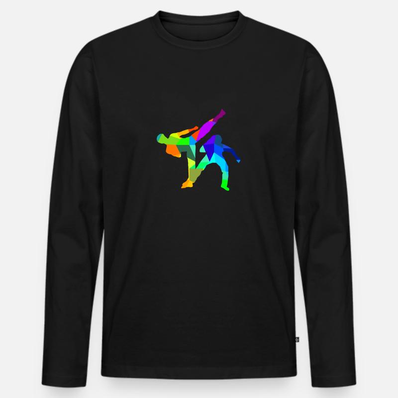 Capoeira Regenbogen Farben Polygon Sport - Männer Premium Bio Langarmshirt - Schwarz