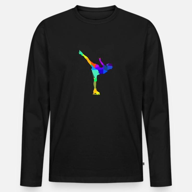 Eiskunstlaufen Schlittschuh Regenbogen Polygon - Männer Premium Bio Langarmshirt - Schwarz