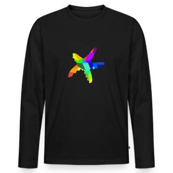 Seestern Taucher Regenbogen Tiere Polygon - Männer Premium Bio Langarmshirt - Schwarz - Vorne - Nico (187cm)