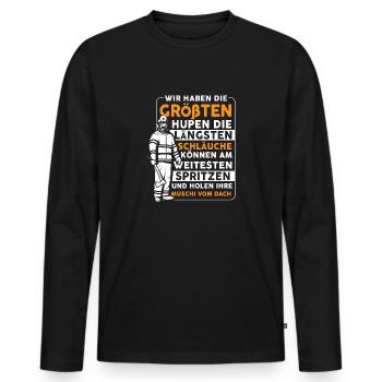 Lustiges Feuerwehr Spruch Geschenk für Feuerwehrma - Männer Premium Bio Langarmshirt - Schwarz - Vorne - Nico (187cm)