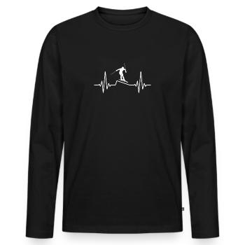 Heartbeat Skier Mountains EKG Skiing Pulse Wint - T-shirt manches longues Premium bio Homme - noir - Devant - Nico (187cm)
