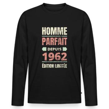 Homme parfait depuis 1962 anniversaire 60 ans - T-shirt manches longues Premium bio Homme - noir - Devant - Nico (187cm)