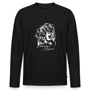 AUSTRALIAN SHEPHERD Aussie Dogs Portrait Wilsigns - Men's Premium Organic Long Sleeve Shirt - black - Front - Nico (187cm)