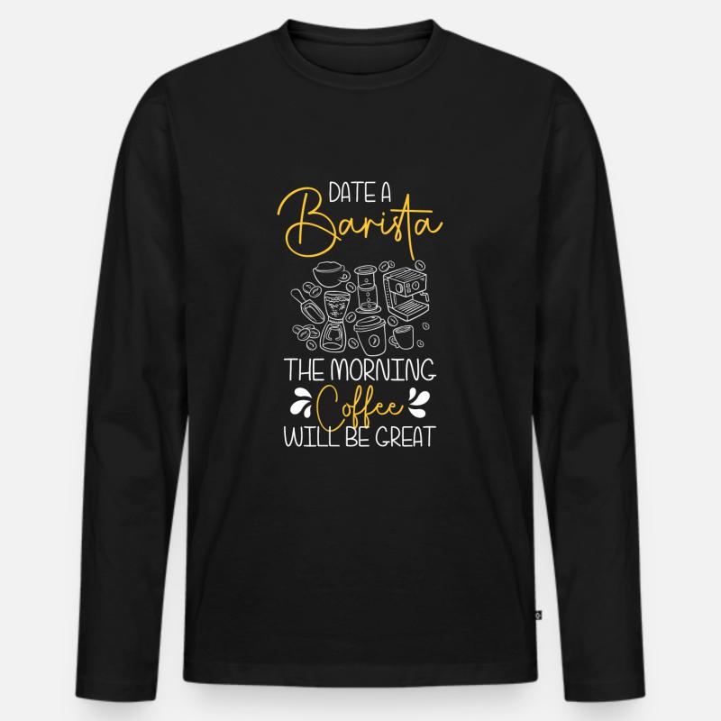 Espresso Kaffeeliebhaber Kaffeetrinker - Männer Premium Bio Langarmshirt - Schwarz