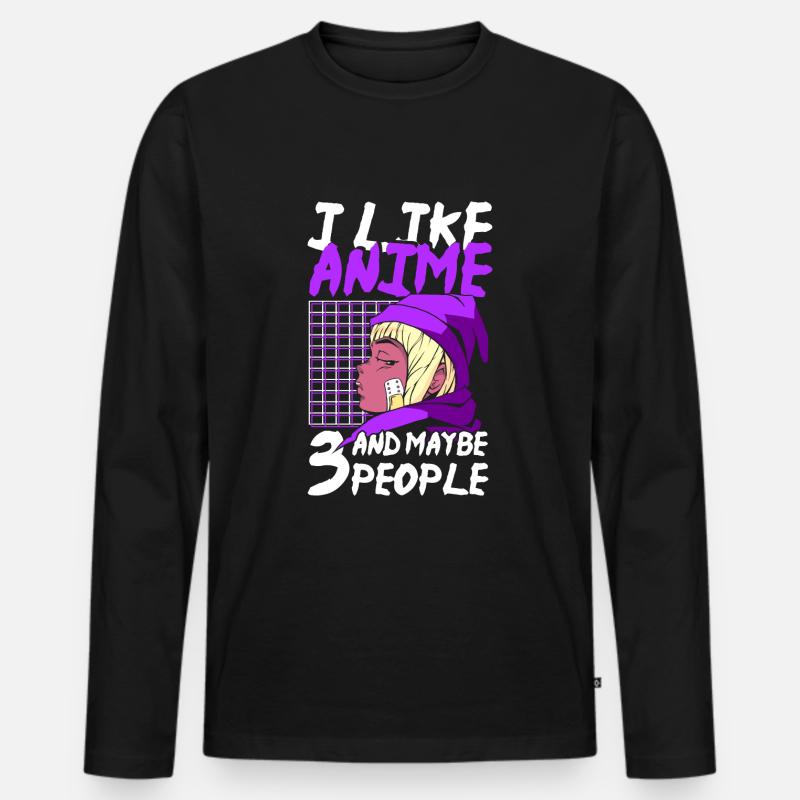 Manga Japan Comic Nerd - Männer Premium Bio Langarmshirt - Schwarz