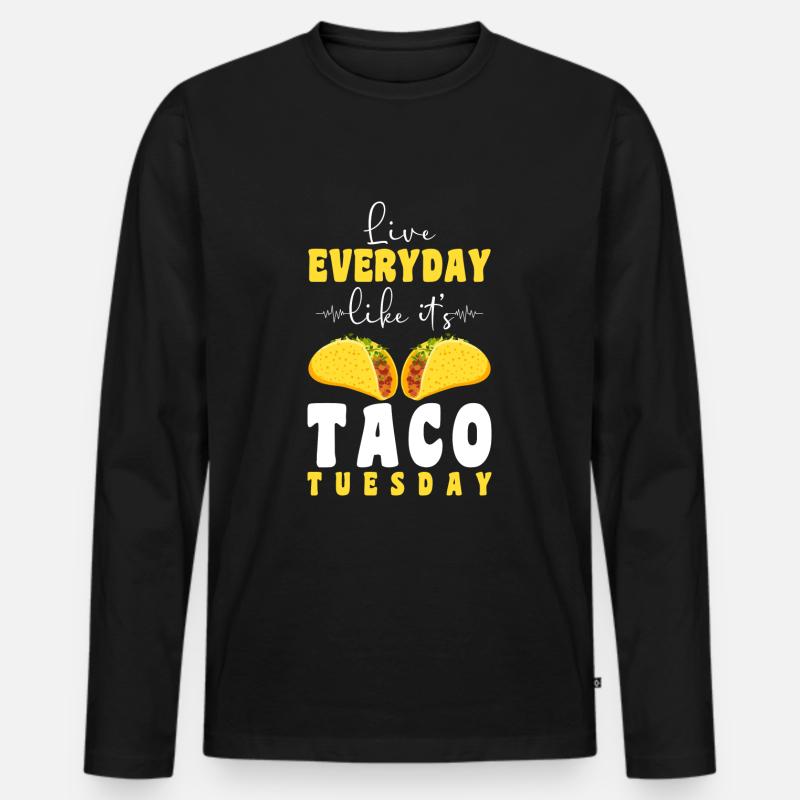 Mexikanisch Feinschmecker Sombrero Burrito - Männer Premium Bio Langarmshirt - Schwarz