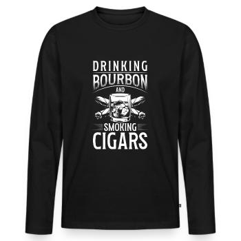 Rauchen Zigarette - Männer Premium Bio Langarmshirt - Schwarz - Vorne - Nico (187cm)