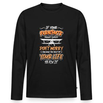 Parachutiste, Saut, Vol, Parapente - T-shirt manches longues Premium bio Homme - noir - Devant - Nico (187cm)