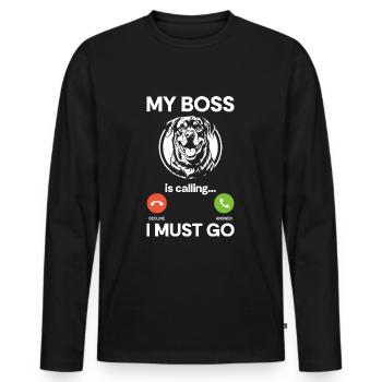 Chien de combat amoureux Rottie - T-shirt manches longues Premium bio Homme - noir - Devant - Nico (187cm)