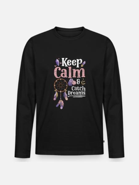 Dreamcatcher Mystical Happiness Peace - Men's Premium Organic Long Sleeve Shirt - black
