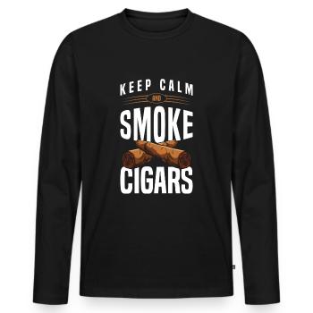 Smoking lounge Cigar club - Men's Premium Organic Long Sleeve Shirt - black - Front - Nico (187cm)