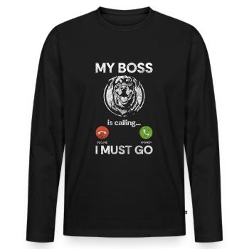 Chien de race pure Combat Chien Maîtresse Combattante - T-shirt manches longues Premium bio Homme - noir - Devant - Nico (187cm)