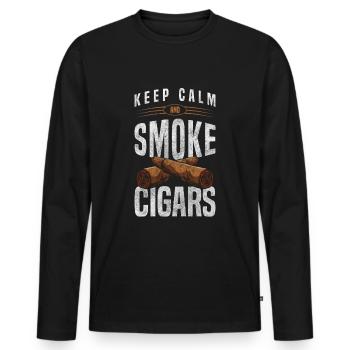 Zigarre Raucher Gentlemen Lifestyle Whiskey - Männer Premium Bio Langarmshirt - Schwarz - Vorne - Nico (187cm)