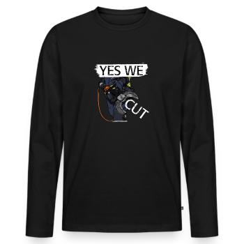 Firefighters - Yes We Cut! - Color - Men's Premium Organic Long Sleeve Shirt - black - Front - Nico (187cm)
