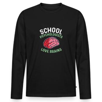 Psychologists love brains of hard-working stud - Men's Premium Organic Long Sleeve Shirt - black - Front - Nico (187cm)
