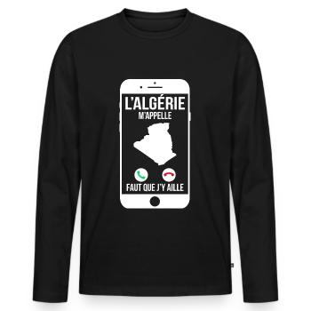 L'Algérie m'appelle - Faut que j'y aille - T-shirt manches longues Premium bio Homme - noir - Devant - Nico (187cm)